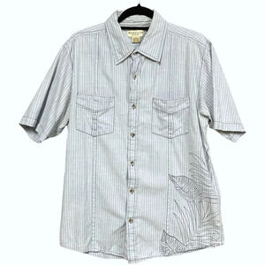 Honolua Surf Company‎ Men's Shirt, Size Large, Blue Vertical Pin Stripes, Floral